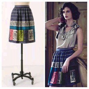 Edme & Esyllte Pinochle Skirt Anthropologie Novelty Print Playing Cards